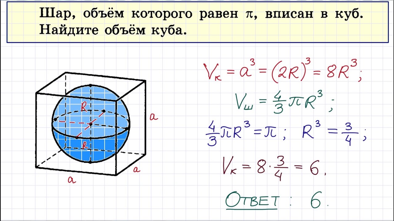 Шар объем которого равен 27. Шар объем которого равен пи вписан в куб Найдите объем Куба. Куб вписан в шар. Объем вписанного шара. Шар вписанный в Кубе.