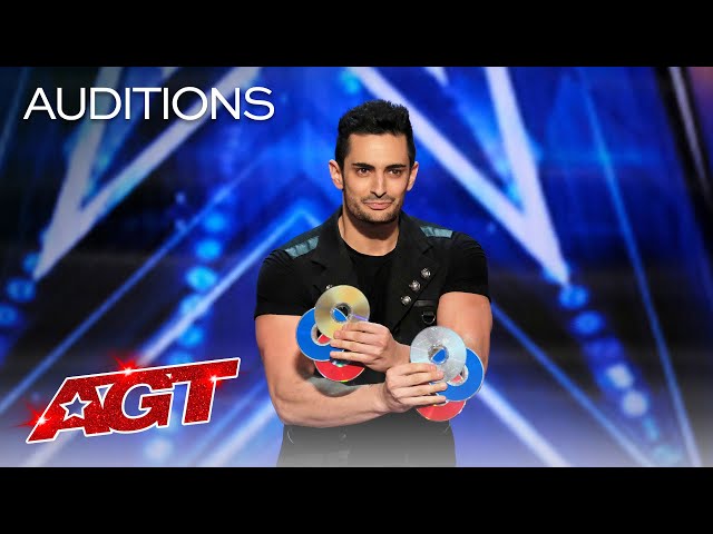 Magician Florian Sainvet Performs Mind-Bending Magic With CDs - America's Got Talent 2020 class=