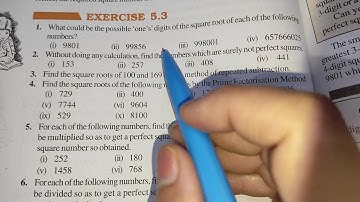 Square and Square Roots Chapter -5 Ex-5.3 || Class 8th Maths || New Book