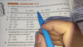 Square and Square Roots Chapter -5 Ex-5.3 || Class 8th Maths || New Book