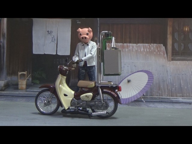 1/12キティさんカブに出前機を作ってみましたよ! - YouTube