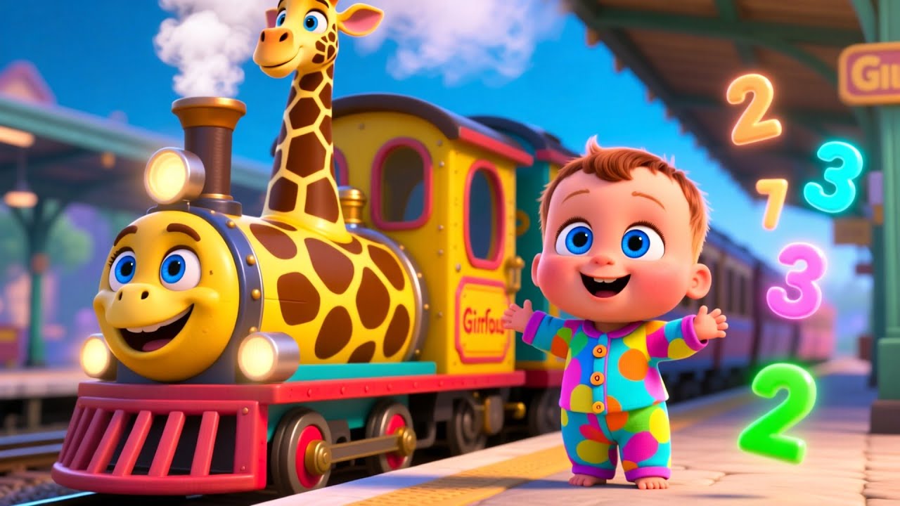 Learn 123 Giraffe Train | Kid Counting Song and Nursery Rhyme | Fun Learning for Toddlers and Babies