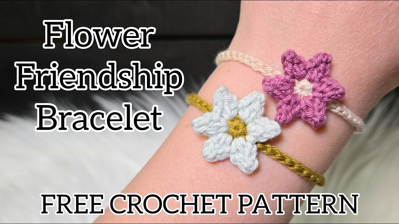 Flower Friendship Bracelet : FREE CROCHET PATTERN - YouTube