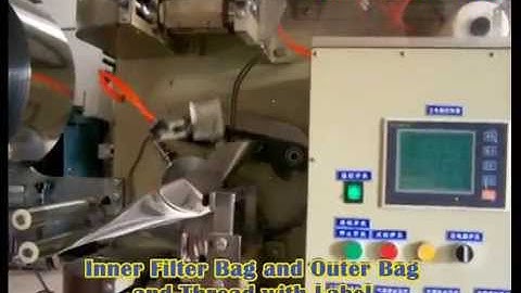 Inner Filter and Outer Bag and Thread with Label TeaBag Packing Machine آلة تغليف أكياس الشاي