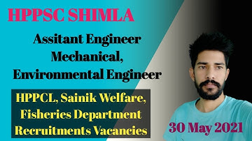 HPPSC Shimla Assistant Engineer Mechanical Environmental Engineer Sainik Recruitments