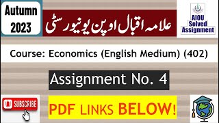AIOU Code 402 Solved Assignment No.4 Autumn 2023 || Subject: Economics (English) || Level: BA/B.Com
