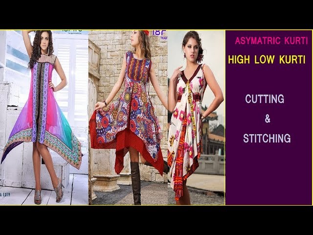 designer high low kurti cutting and stitching/tail cut kurti cutting/kurti  ki cutting - YouTube