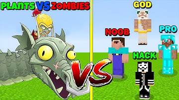 MINECRAFT BATTLE PLANTS VS ZOMBIES 2 Zomboss Exe  VS NOOB VS PRO VS HACKER VS GOD FUNNY MINECRAFT