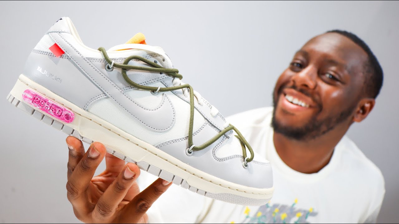 Nike x Off White Dunk Low Lot 22 Sneaker Review QuickSchopes 217 Schopes  DM1602 124 Sail Grey Olive - YouTube