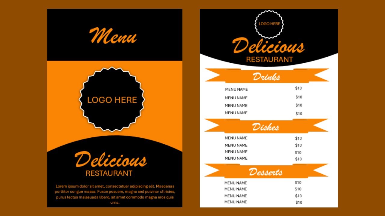 Creative Menu Design in MS Word | Food Menu Template #design #tutorials ...