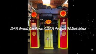 1940&#39;s Bennett Gas Pumps &amp; 1950&#39;s Pennzoil Oil Rack Island For Sale $24,995