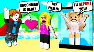 ROBLOX BACON SAVES GIRL FROM BULLY! BACONMAN! Roblox Admin Commands | Roblox Funny Moments!