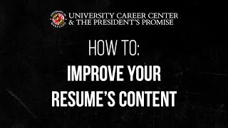 How to: Improve Your Resume's Content