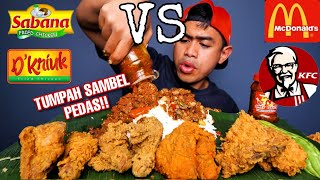 MUKBANG BATTLE AYAM GORENG RESTORAN VS KAKI LIMA, PAKE SAMBEL CUMI PEDAS!!