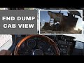 END DUMP kenworth dumping / in cab view