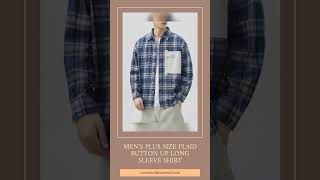 Men's Plus Size Plaid Button Up Long Sleeve Shirt