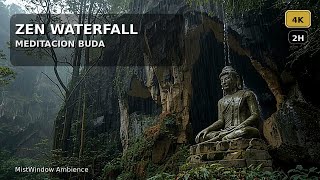 Zen Waterfall Buddha | Buda bajo Cascada (Rain & Meditation) | 4K (2H) screenshot 2