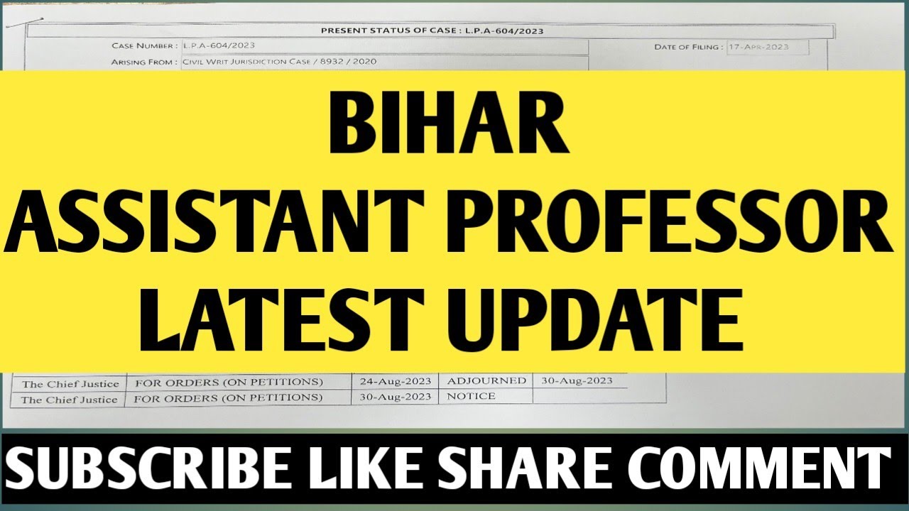 Bihar assistant professor latest update youtube