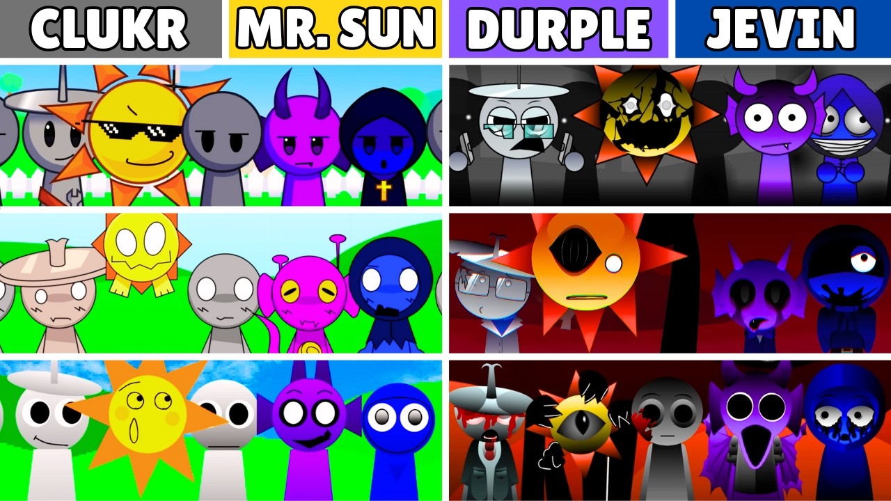 Incredibox Sprunki but QUARTET (CLUKR, MR. SUN, DURPLE, JEVIN) From Top 40 Mods