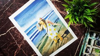 Sea Girl Watercolor Painting || Easy Watercolor painting Tutorial