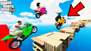 FRANKLIN TRIED IMPOSSIBLE ZIGZAG HOUSE BRIDGE PARKOUR RAMP CHALLENGE GTA 5 | SHINCHAN and CHOP