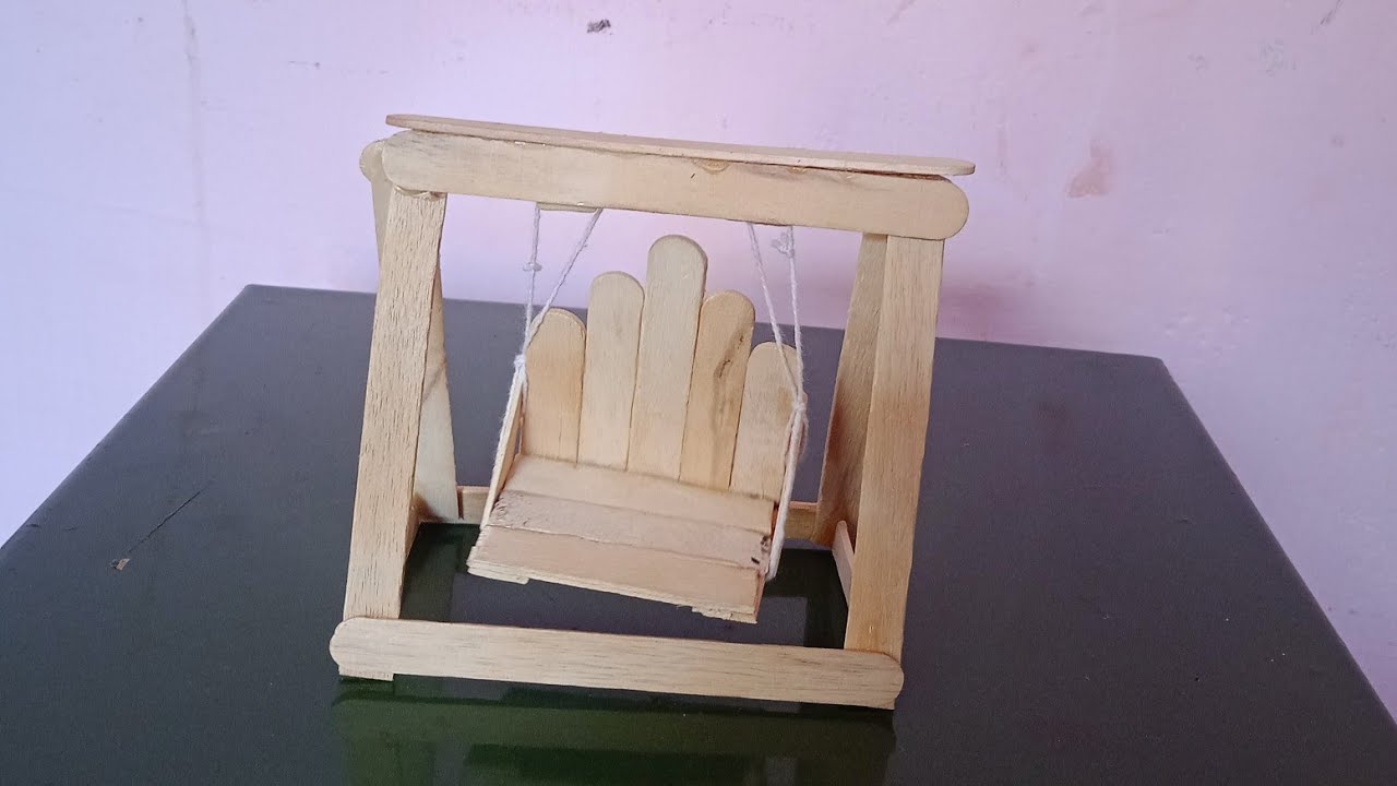 How to make popsicle stick swing //ice cream stick craft ideas YouTube