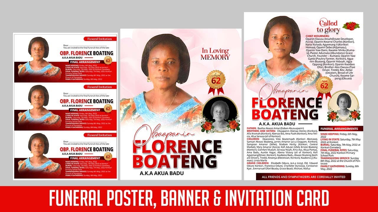 Funeral Poster Design In Adobe Photoshop 2022   Poster Banner  Invitation Card