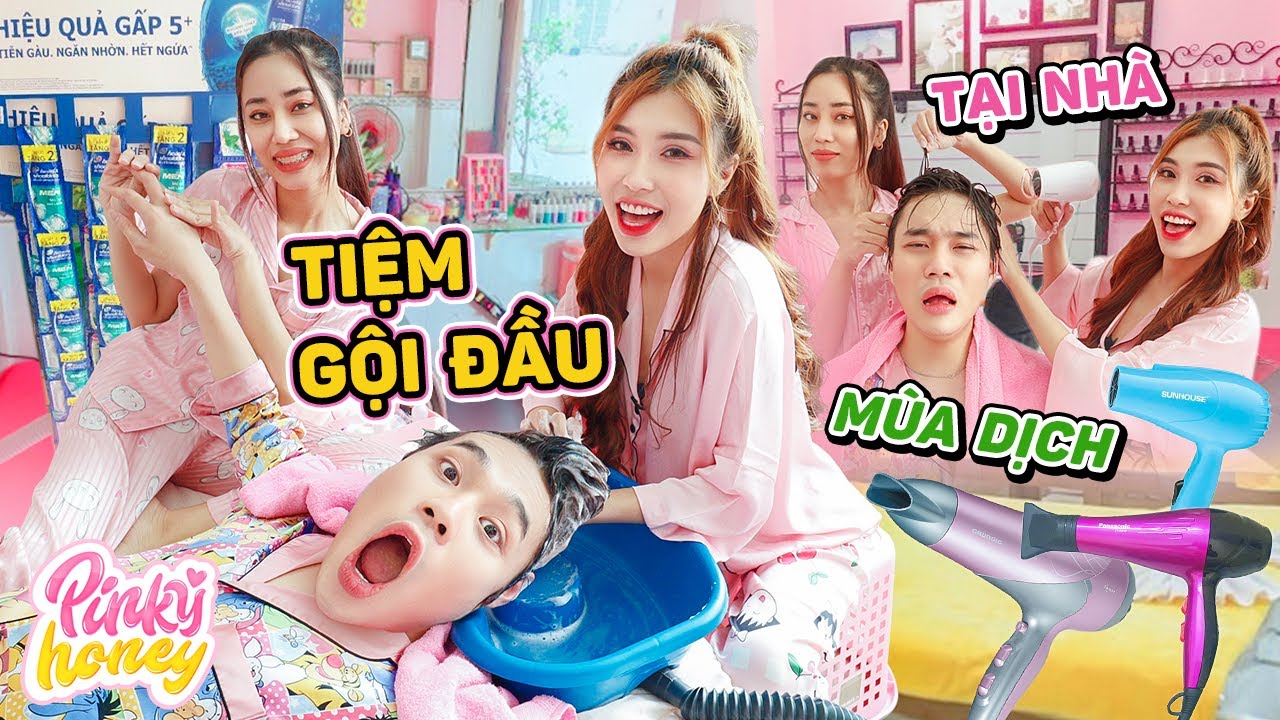 tiệm gội đầu New PINKY MỞ TIỆM GỘI ĐẦU TẠI NHÀ MÙA DỊCH | Tay Nghề Làm Khách Bật Ngửa Đ.ậ.p Đầu | PINKY HONEY