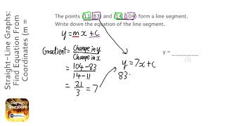 Straight-Line Graphs: Find Equation From Coordinates (m = Integer) (Grade 4) - GCSE Maths Revision