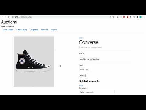 CS50's Web Programming with Python and Javascript | Project 2 - Commerce