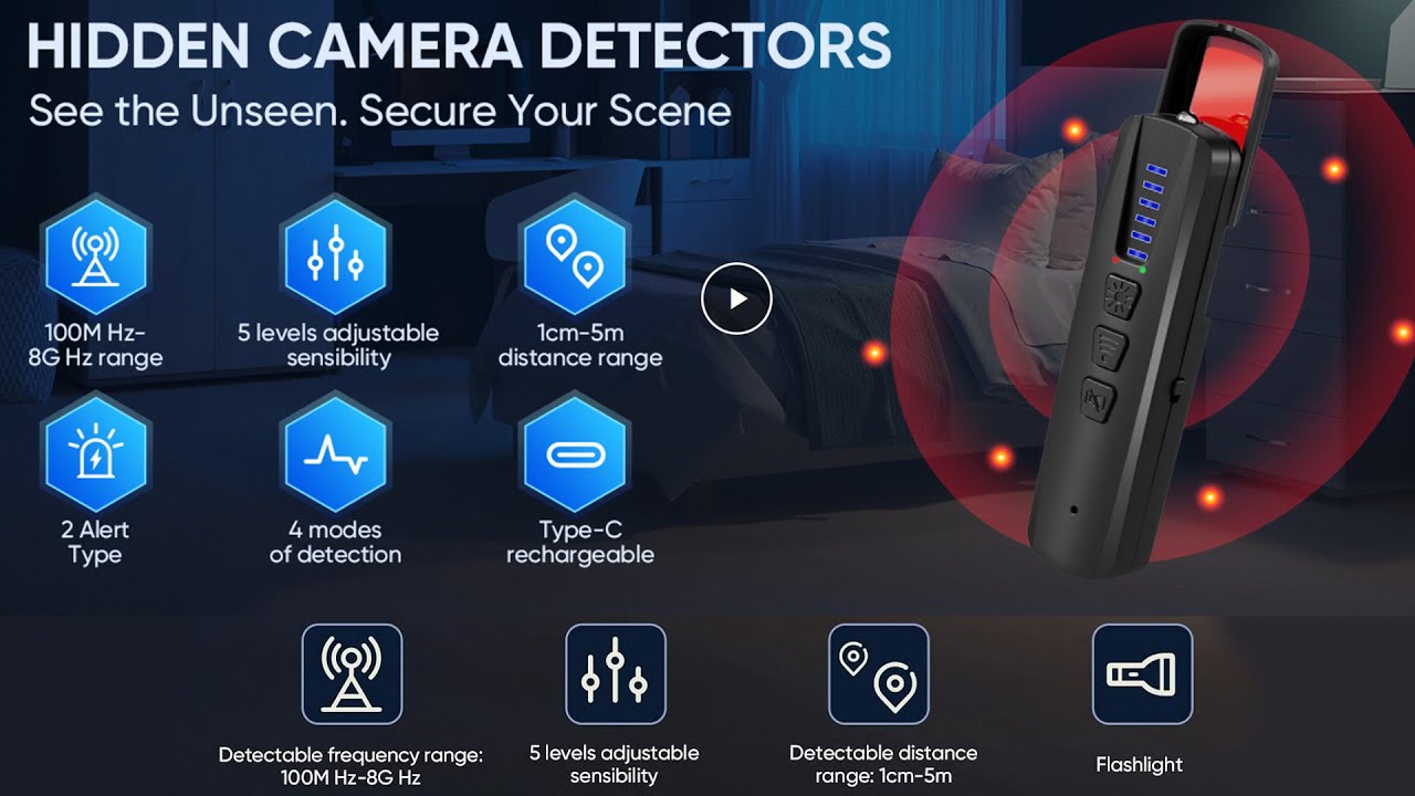 AI Hidden Camera Detector, Anti-Spy Camera Finder RF Signal & WiFi Scanner Hidden Devices Detector