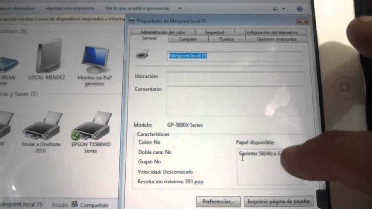 Configuracion miniprint termica ecline 5890x USB - YouTube