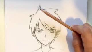 How to Draw a Manga Boy with Spiky Hair (3/4 View)