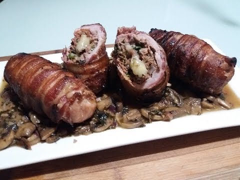 فيديو: لفائف لحم الخنزير مع الفطر
