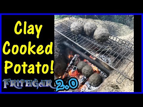 Clay Wrapped Potatoes Baked In The Campfire!
