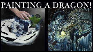 Transforming an ACRYLIC POUR into a DRAGON!