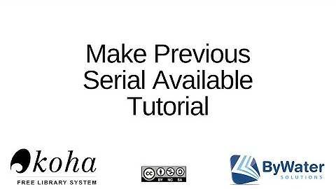 Make Previous Serial Available Tutorial