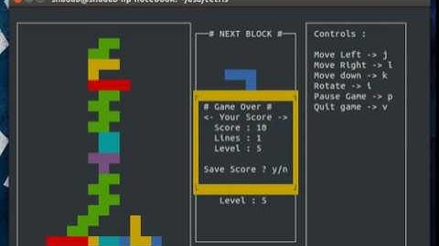 Sketris : Tetris clone built using ncurses