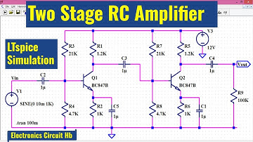 LTSpice Two Stage RC Coupled Amplifier | Simulation