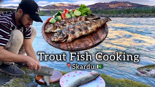 Grilled Trout Fish Cooking in mountains || Skardu valley || trout fish recipe #cooking