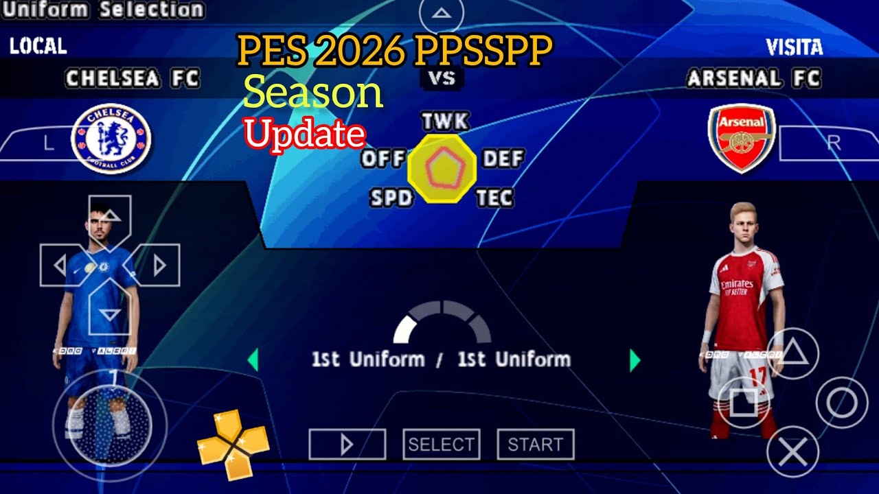 eFootball PES 2026 PPSSPP Android Offline Full Update Club, UCL & League kits, 2025/26 Season
