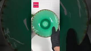 Зеленый керамический салатник Olens Зеленая лагуна