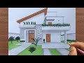 How to draw a house in 1point perspective