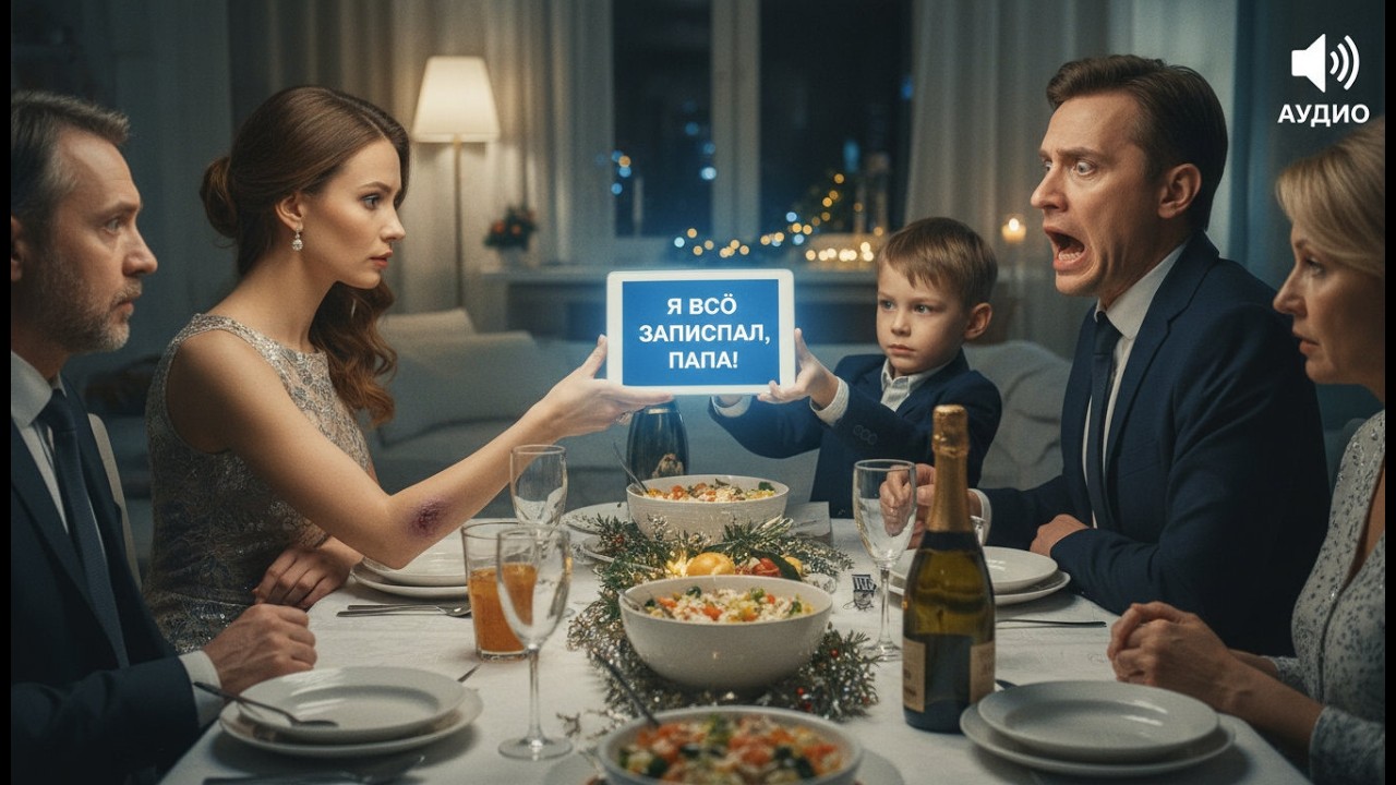 Муж напал на жену на новогоднем семейном празднике + тайные записи сына привели к аресту полиции