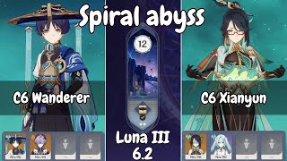 C6 Wanderer & C6 Xianyun Spiral Abyss Genshin Impact 6.1Luna 2