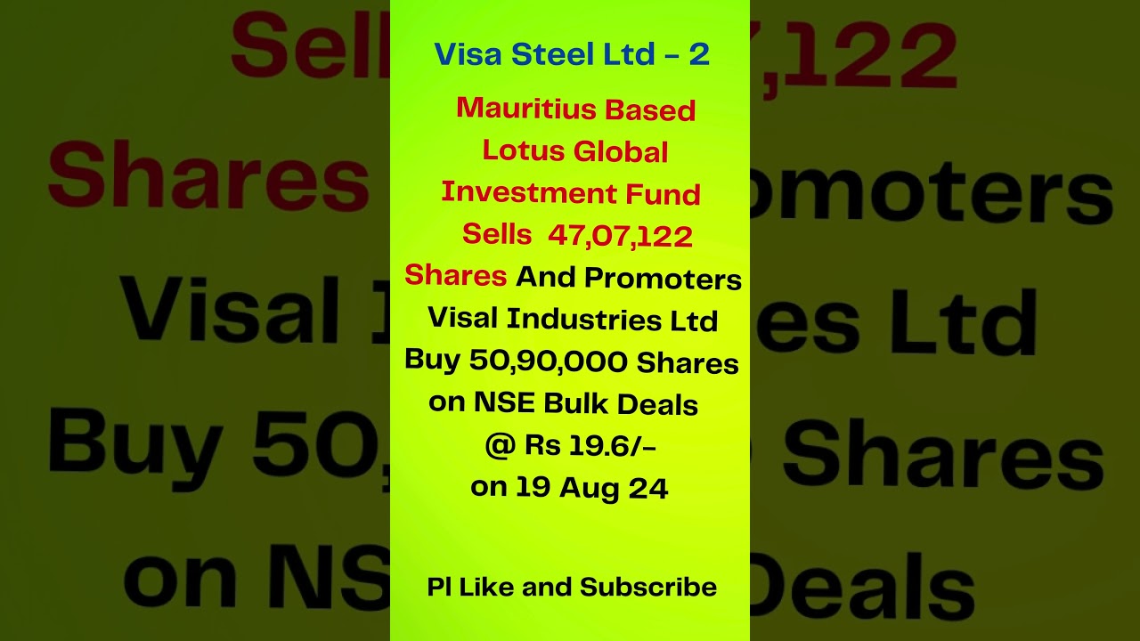 Visa Steel Ltd - 2 I Promoters Buy Shares I Share Market News I 