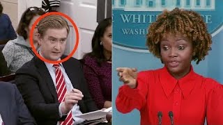 "Is this RACIST?!" PETER DOOCY EMBARRASSES KARINE JEAN-PIERRE DURING PRESS CONFERENCE 😭🔥