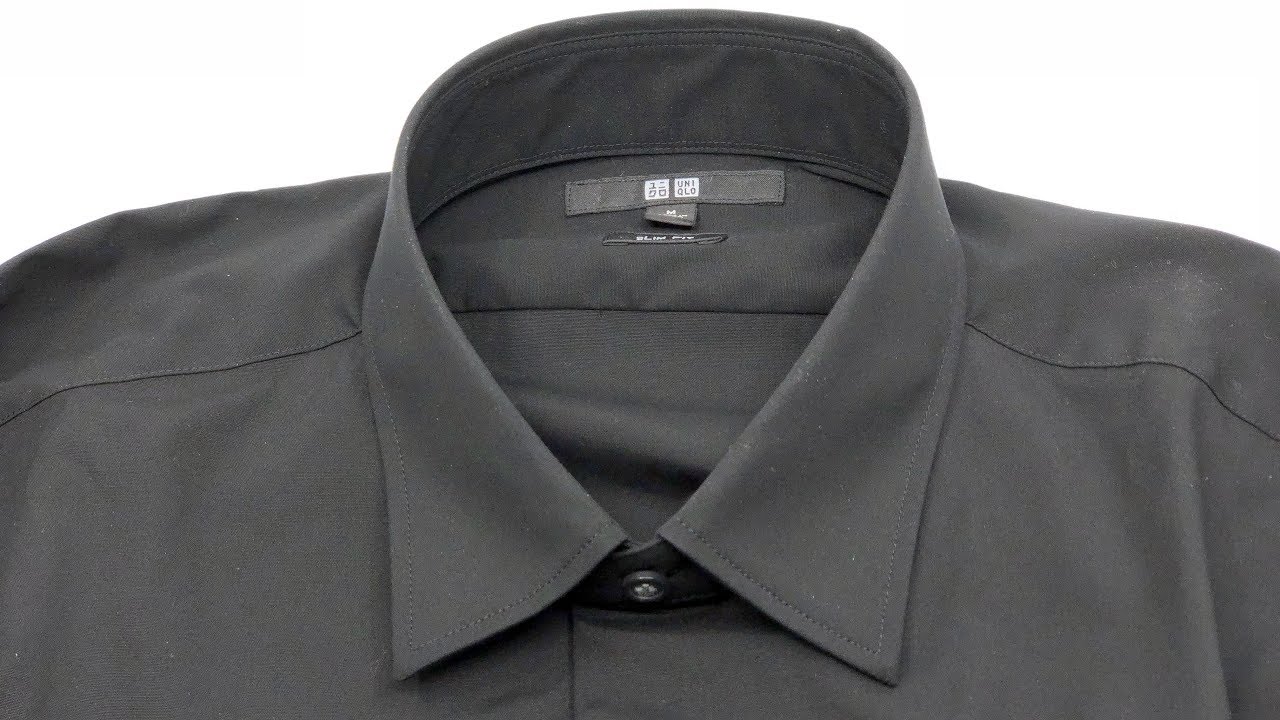 Uniqlo Men Stretch Slim Fit Easy-Care Shirt (Black) - YouTube