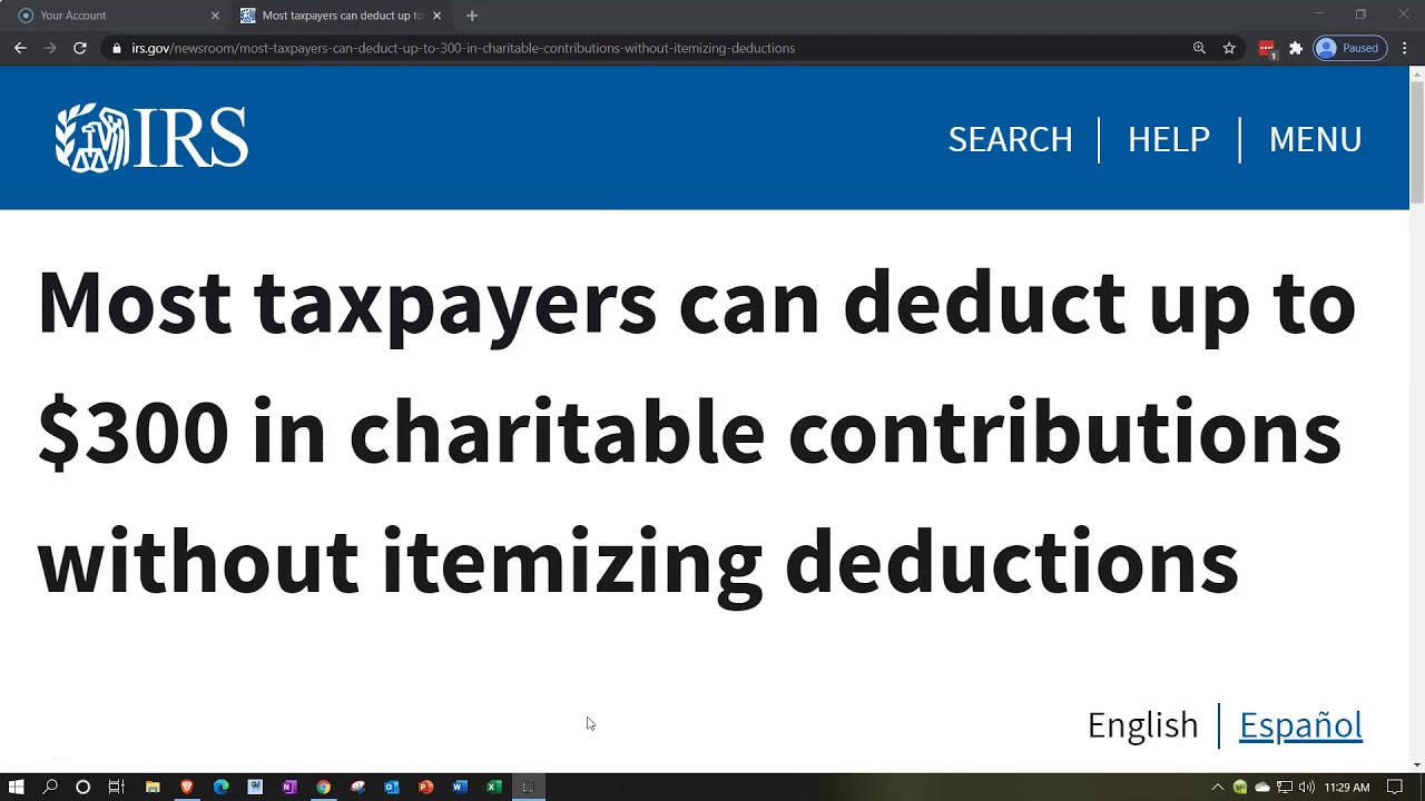 IRS NewsMost taxpayers can deduct up to 300 in charitable