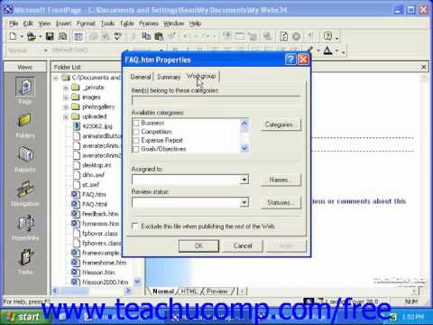 FrontPage Tutorial Excluding Pages from Publishing Microsoft Training Lesson 9.4
